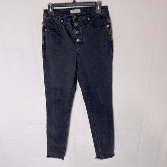 Madewell Washed Black Exposed Button Fly High Rise Skinny Jeans 29 - Picture 14 of 14